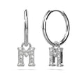Solid 925 Sterling Silver Octavia Alphabet Letter Zircon Huggie Earrings Silver - 50