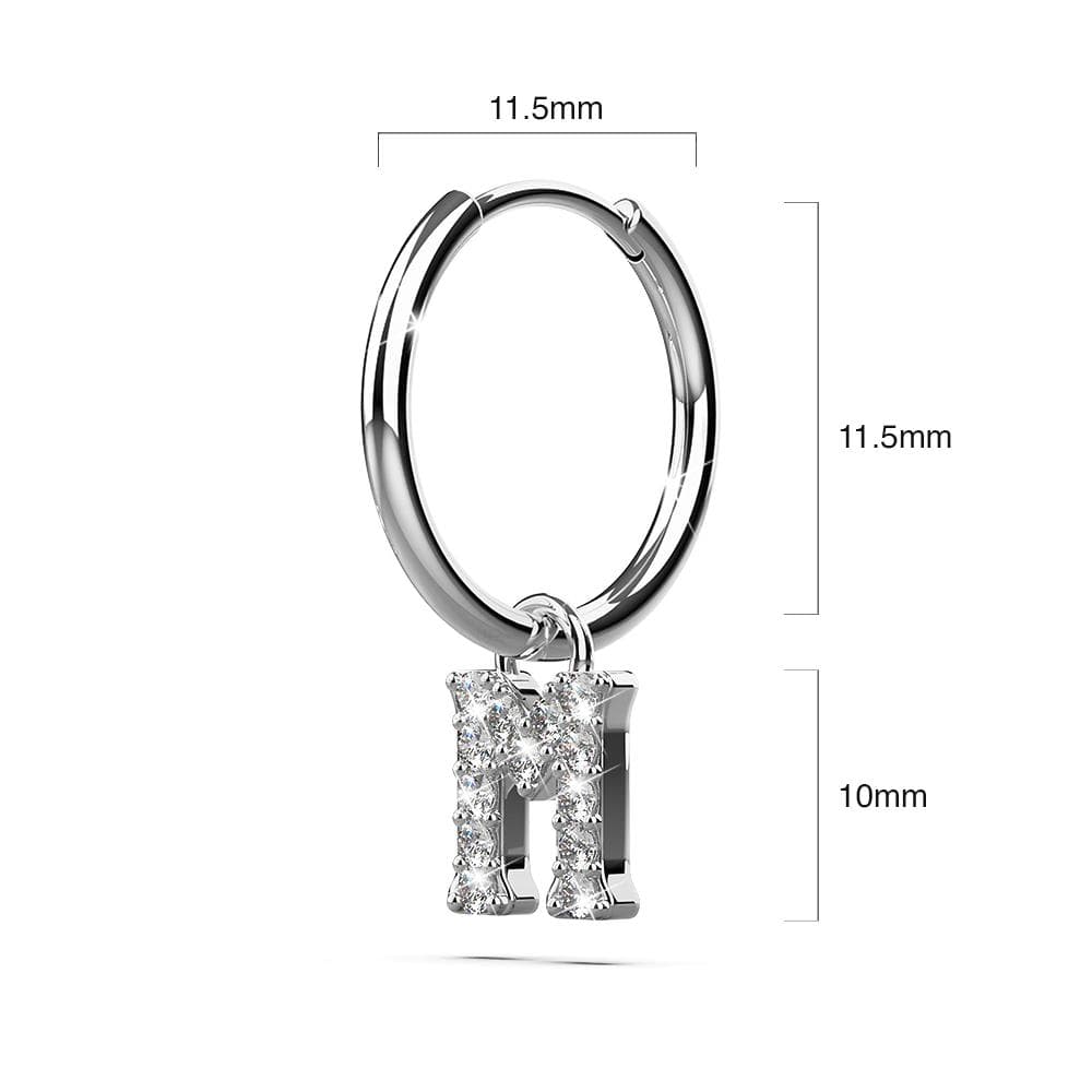 Solid 925 Sterling Silver Octavia Alphabet Letter Zircon Huggie Earrings Silver - 52