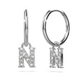 Solid 925 Sterling Silver Octavia Alphabet Letter Zircon Huggie Earrings Silver - 54