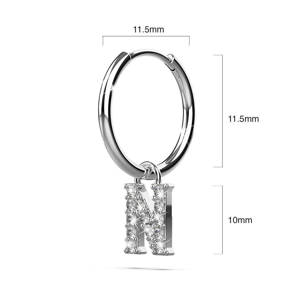 Solid 925 Sterling Silver Octavia Alphabet Letter Zircon Huggie Earrings Silver - 56