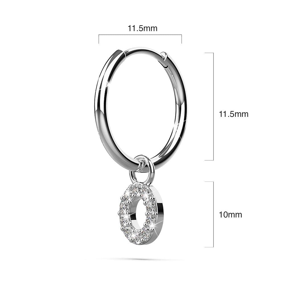 Solid 925 Sterling Silver Octavia Alphabet Letter Zircon Huggie Earrings Silver - 60