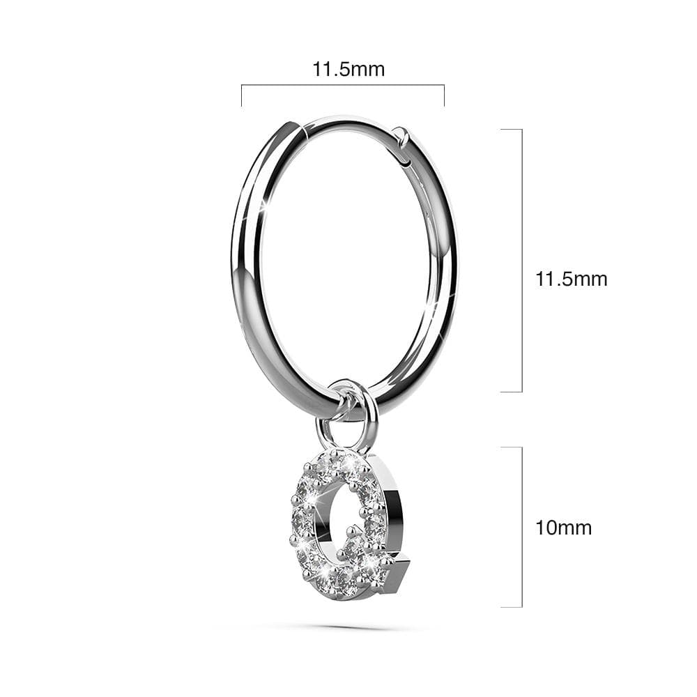 Solid 925 Sterling Silver Octavia Alphabet Letter Zircon Huggie Earrings Silver - 68