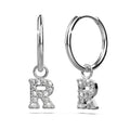 Solid 925 Sterling Silver Octavia Alphabet Letter Zircon Huggie Earrings Silver - 70