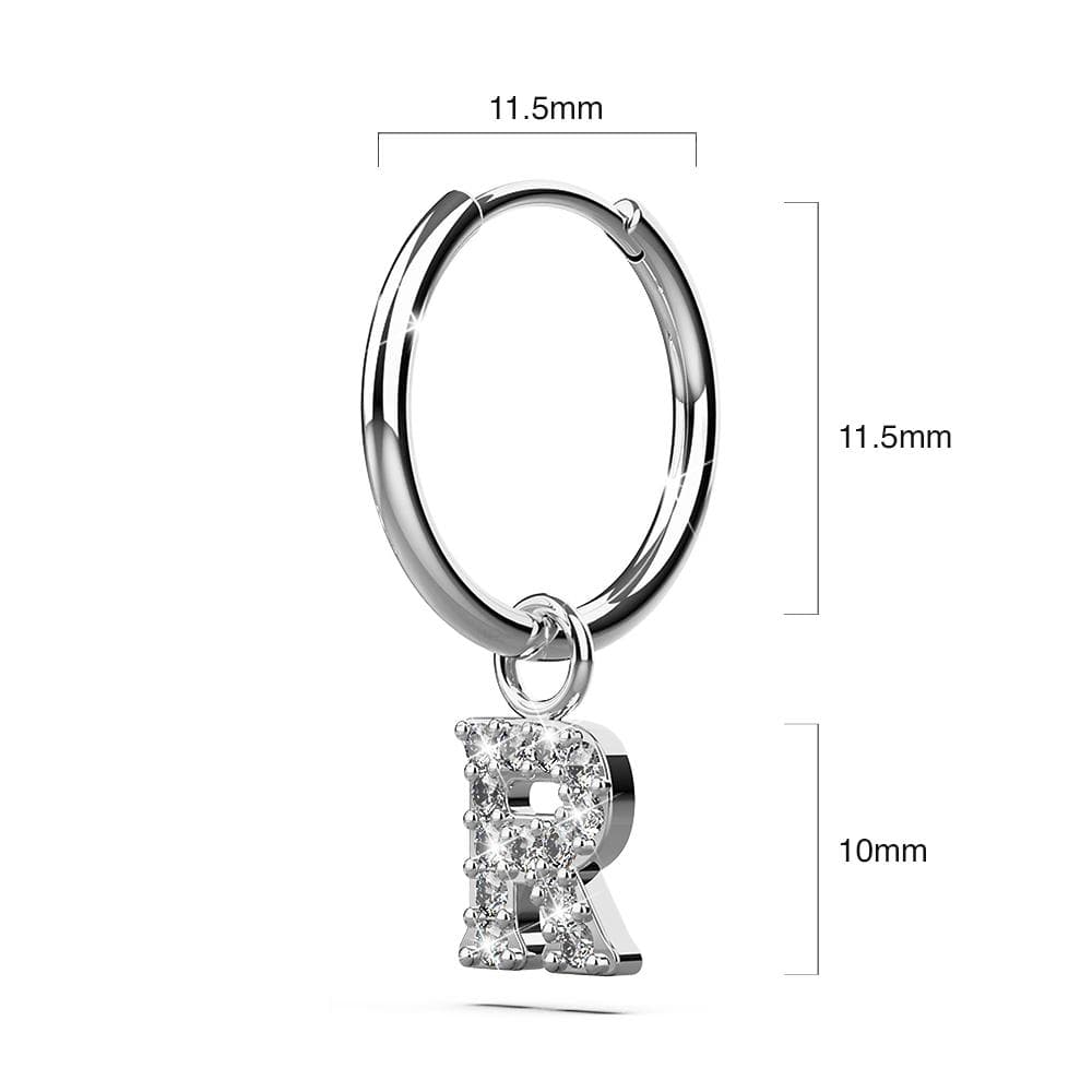 Solid 925 Sterling Silver Octavia Alphabet Letter Zircon Huggie Earrings Silver - 72