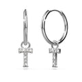 Solid 925 Sterling Silver Octavia Alphabet Letter Zircon Huggie Earrings Silver - 78
