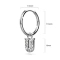 Solid 925 Sterling Silver Octavia Alphabet Letter Zircon Huggie Earrings Silver - 63