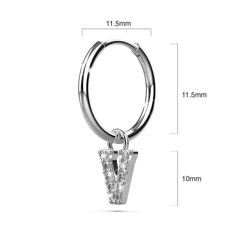 Solid 925 Sterling Silver Octavia Alphabet Letter Zircon Huggie Earrings Silver - 66
