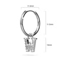 Solid 925 Sterling Silver Octavia Alphabet Letter Zircon Huggie Earrings Silver - 69