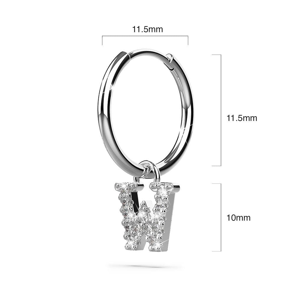 Solid 925 Sterling Silver Octavia Alphabet Letter Zircon Huggie Earrings Silver - 69