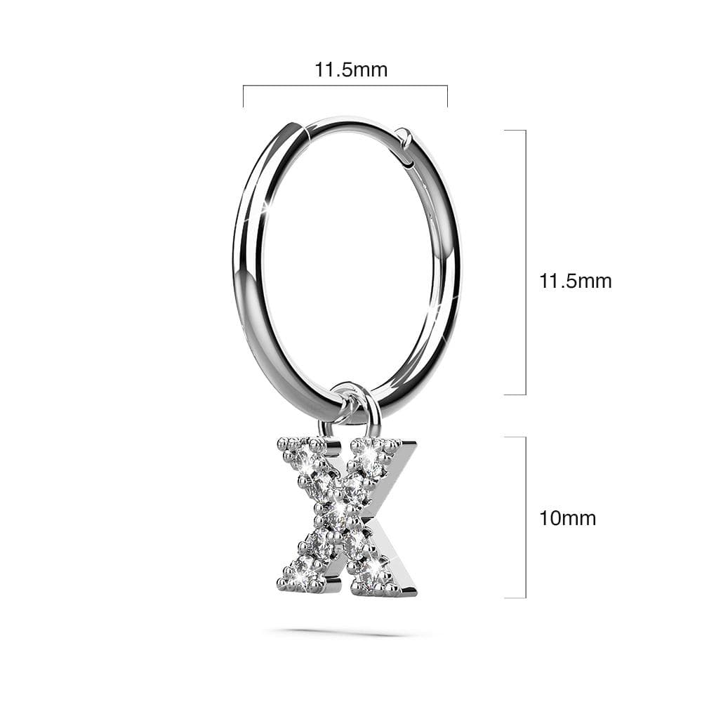 Solid 925 Sterling Silver Octavia Alphabet Letter Zircon Huggie Earrings Silver - 72
