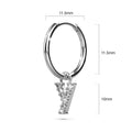 Solid 925 Sterling Silver Octavia Alphabet Letter Zircon Huggie Earrings Silver - 75