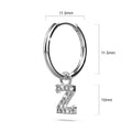Solid 925 Sterling Silver Octavia Alphabet Letter Zircon Huggie Earrings Silver - 78