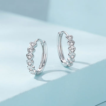 Solid 925 Signature Silver Beloved Circle Huggie Earrings