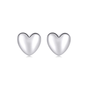 Solid 925 Signature Silver Queen Of Hearts Stud Earrings