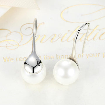 Solid 925 Sterling Silver Pearl Drop Earrings - Brilliant Co