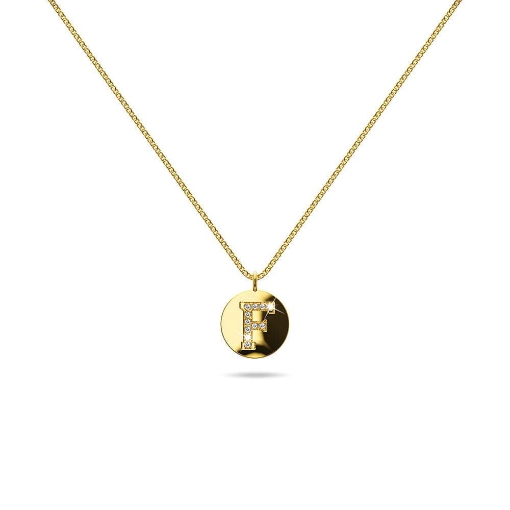 Solid 925 Sterling Silver Initial Alphabet Personalised Disc Necklace - 22