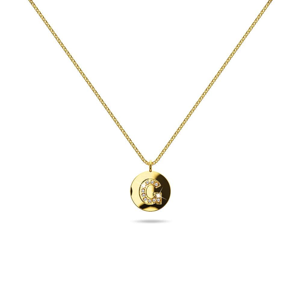 Solid 925 Sterling Silver Initial Alphabet Personalised Disc Necklace - 26