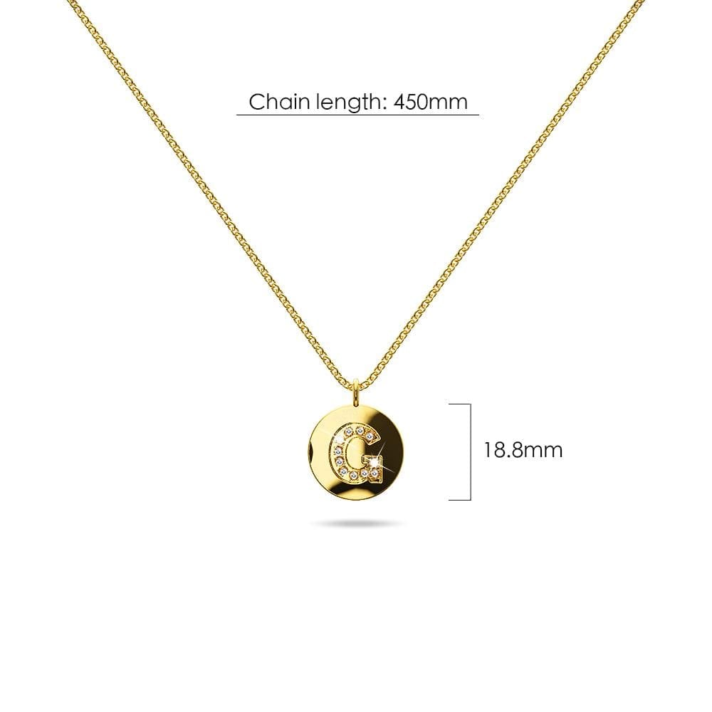 Solid 925 Sterling Silver Initial Alphabet Personalised Disc Necklace - 28