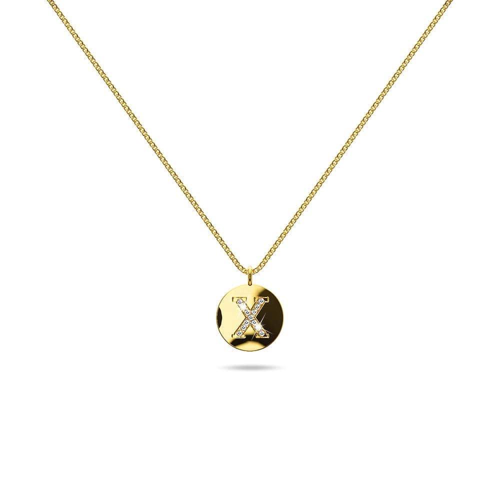 Solid 925 Sterling Silver Initial Alphabet Personalised Disc Necklace - 94