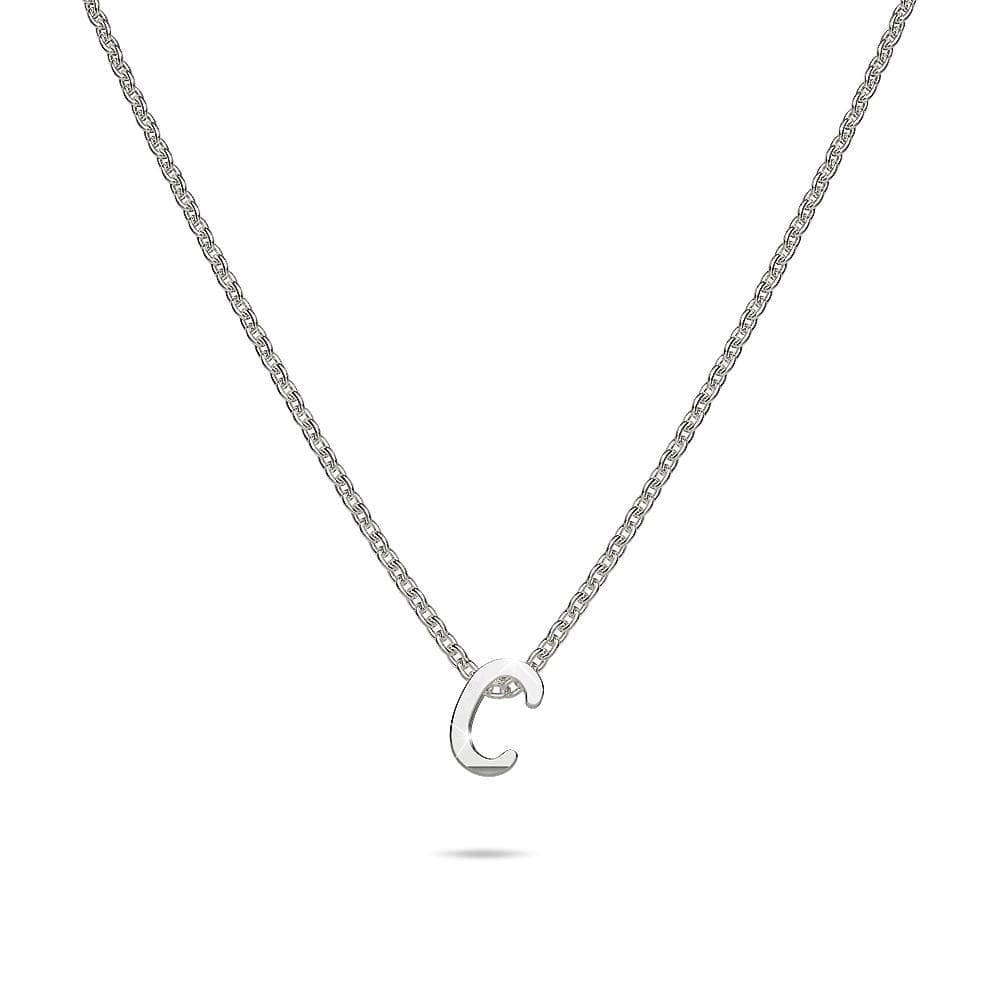 Solid 925 Sterling Silver Initial Alphabet Letter Necklace - 10