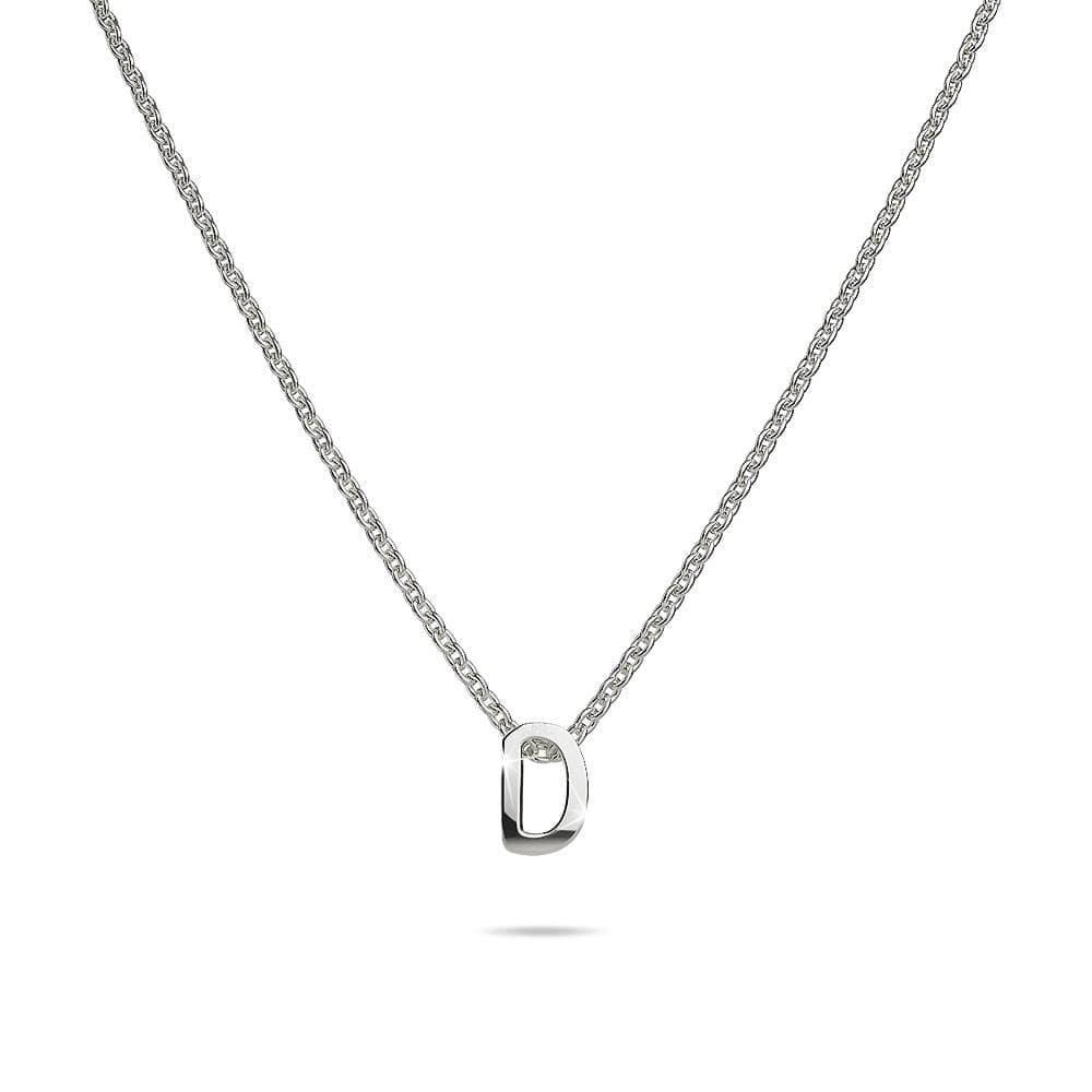 Solid 925 Sterling Silver Initial Alphabet Letter Necklace - 14