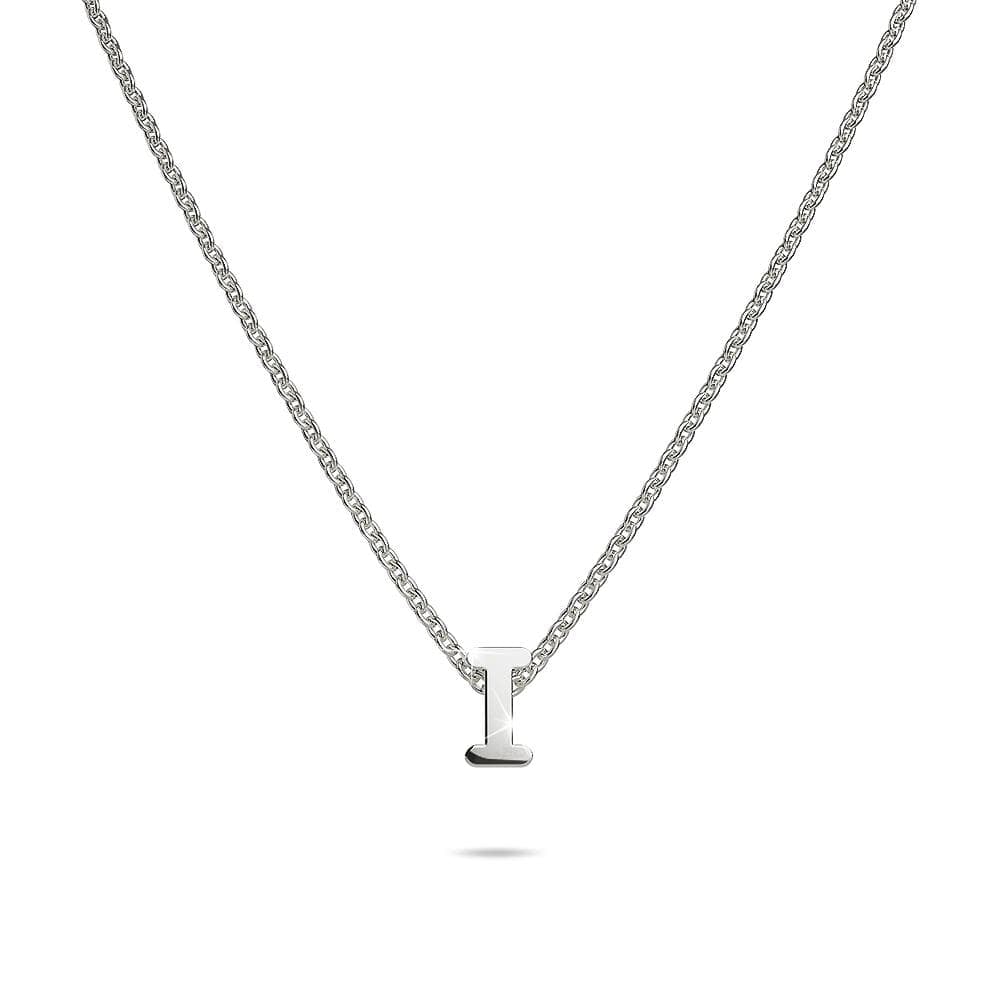 Solid 925 Sterling Silver Initial Alphabet Letter Necklace - 34
