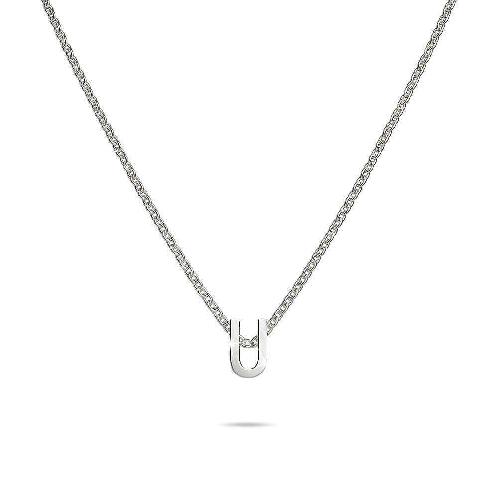 Solid 925 Sterling Silver Initial Alphabet Letter Necklace - 82