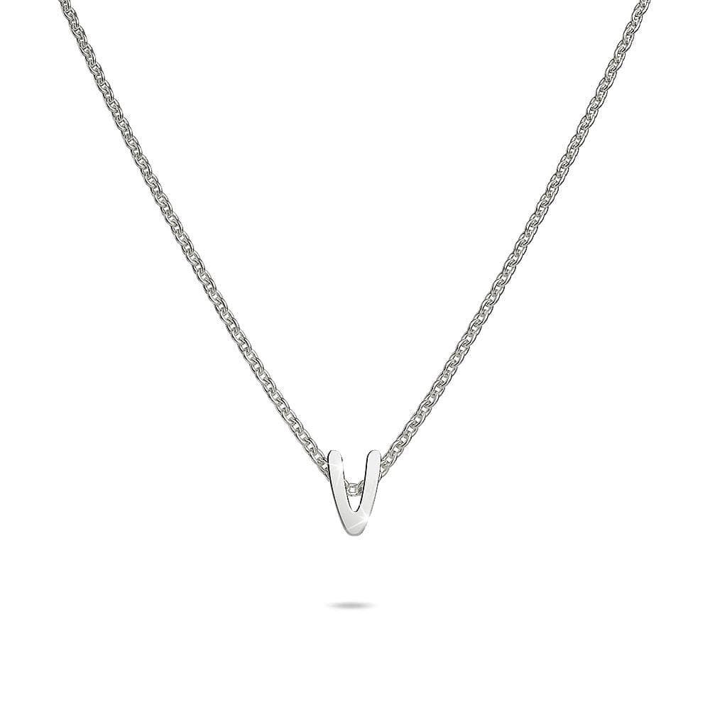 Solid 925 Sterling Silver Initial Alphabet Letter Necklace - 86