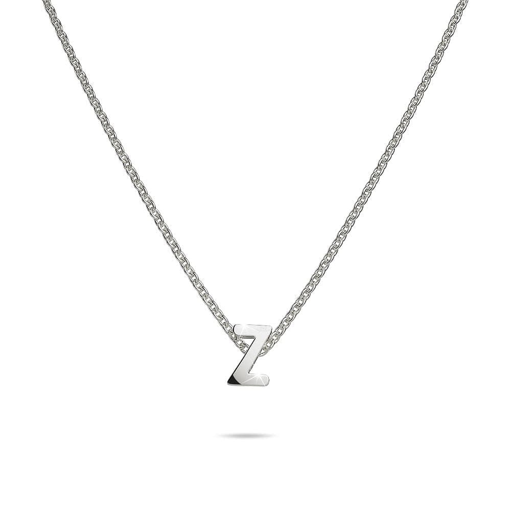 Solid 925 Sterling Silver Initial Alphabet Letter Necklace - 102