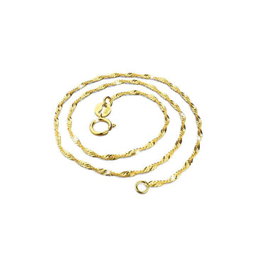 Solid 925 Sterling Silver Singapore Chain Necklace in Gold Layered - Brilliant Co