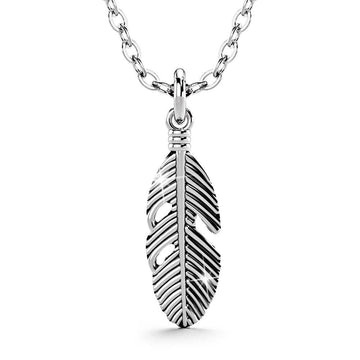 Solid 925 Sterling Silver Antique Feather Pendant - Brilliant Co