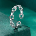 Solid 925 Signature Silver Chain Link Open Cut Ring