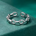 Solid 925 Signature Silver Chain Link Open Cut Ring