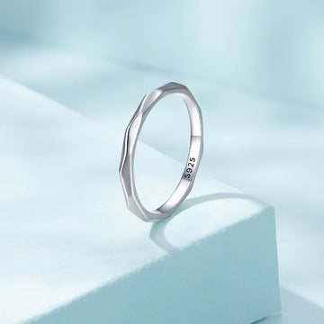 Solid 925 Signature Silver Geometric Slim Ring