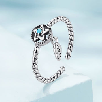 Solid 925 Signature Silver Pentagram Charm Ring
