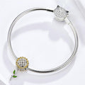 Boxed Solid 925 Sterling Silver Dual Tone Heart Shape and Sunflower Charms - Brilliant Co