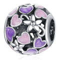 Boxed Solid 925 Sterling Silver Dual Tone Heart Shape and Sunflower Charms - Brilliant Co