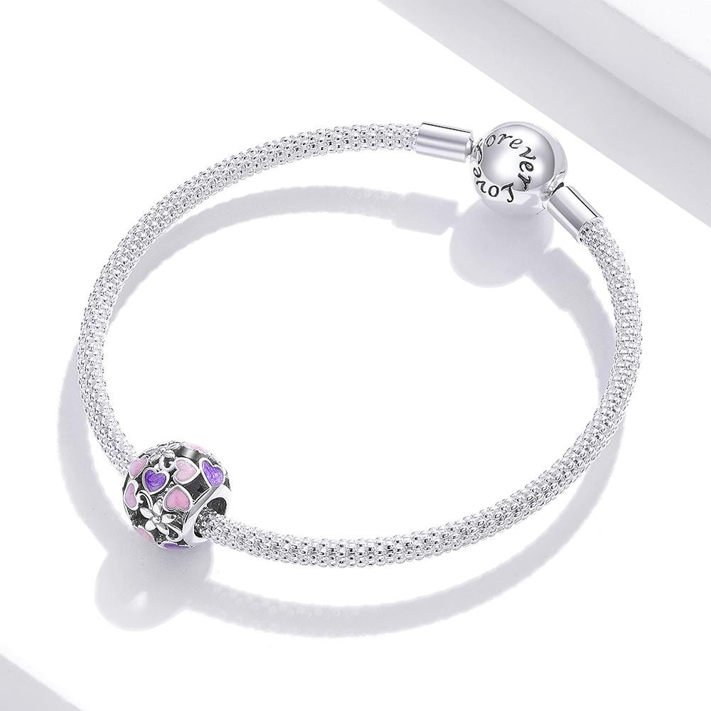 Boxed Solid 925 Sterling Silver Dual Tone Heart Shape and Sunflower Charms - Brilliant Co