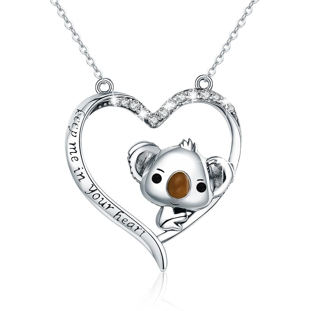 Boxed Solid 925 Sterling Silver Big Head Baby Koala Earrings & Necklace Set - Brilliant Co