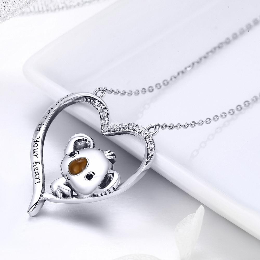 Boxed Solid 925 Sterling Silver Big Head Baby Koala Earrings & Necklace Set - Brilliant Co
