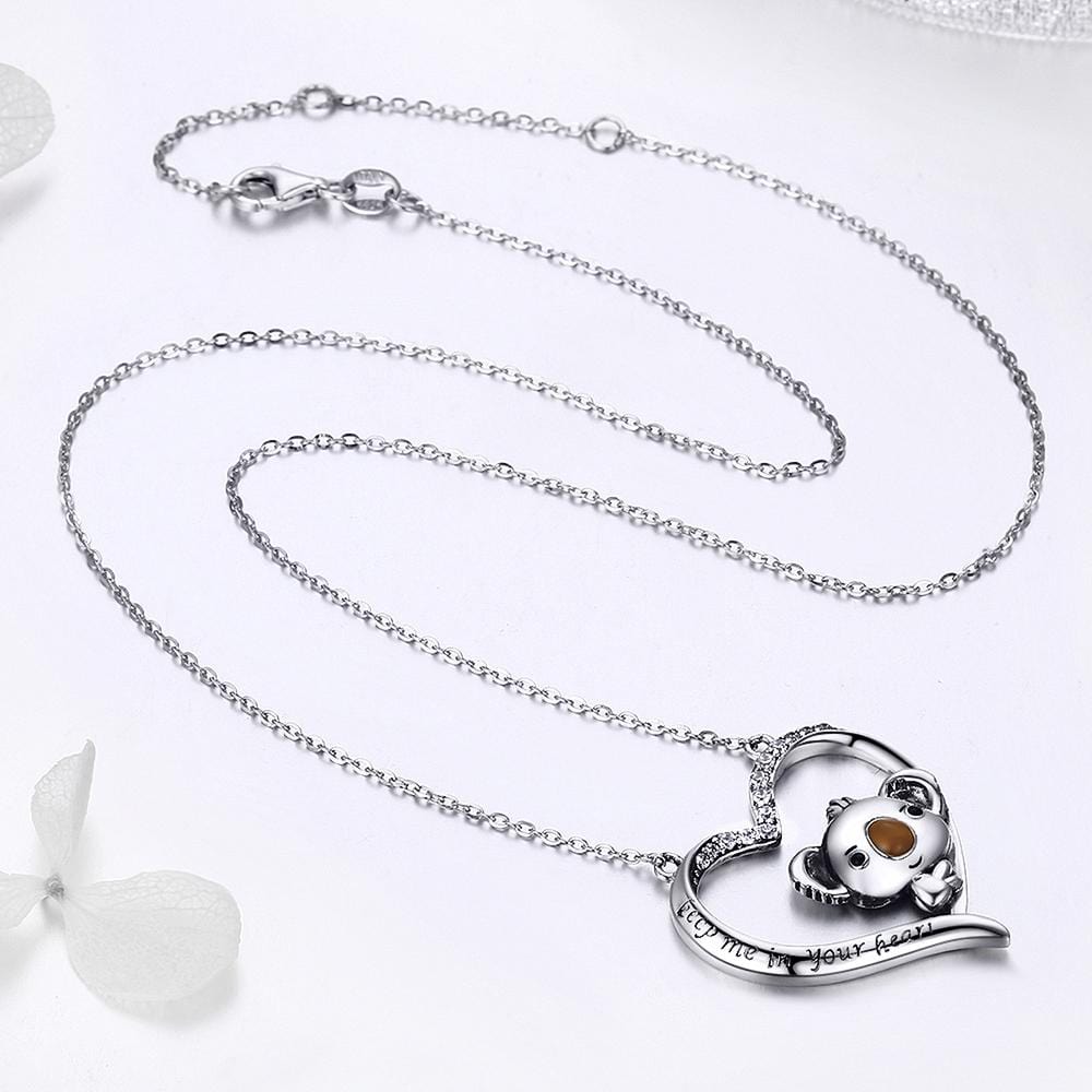 Boxed Solid 925 Sterling Silver Big Head Baby Koala Earrings & Necklace Set - Brilliant Co