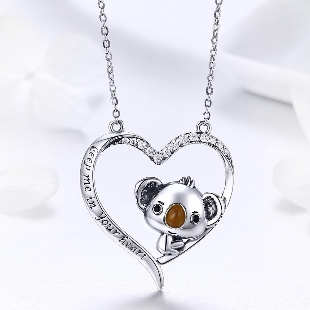 Boxed Solid 925 Sterling Silver Big Head Baby Koala Earrings & Necklace Set - Brilliant Co