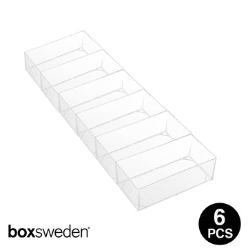 Boxsweden CRYSTAL MICRO TRAY STORAGE HOME KITCHEN OFFICE ORGANISER - MEDIUM 6PCS