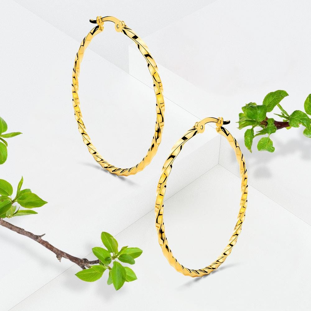 Twisted Hoop Earrings 50mm - Brilliant Co