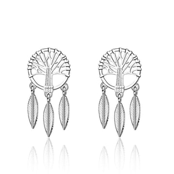 Dream Catcher Tree of Life Leaf Earrings - Brilliant Co