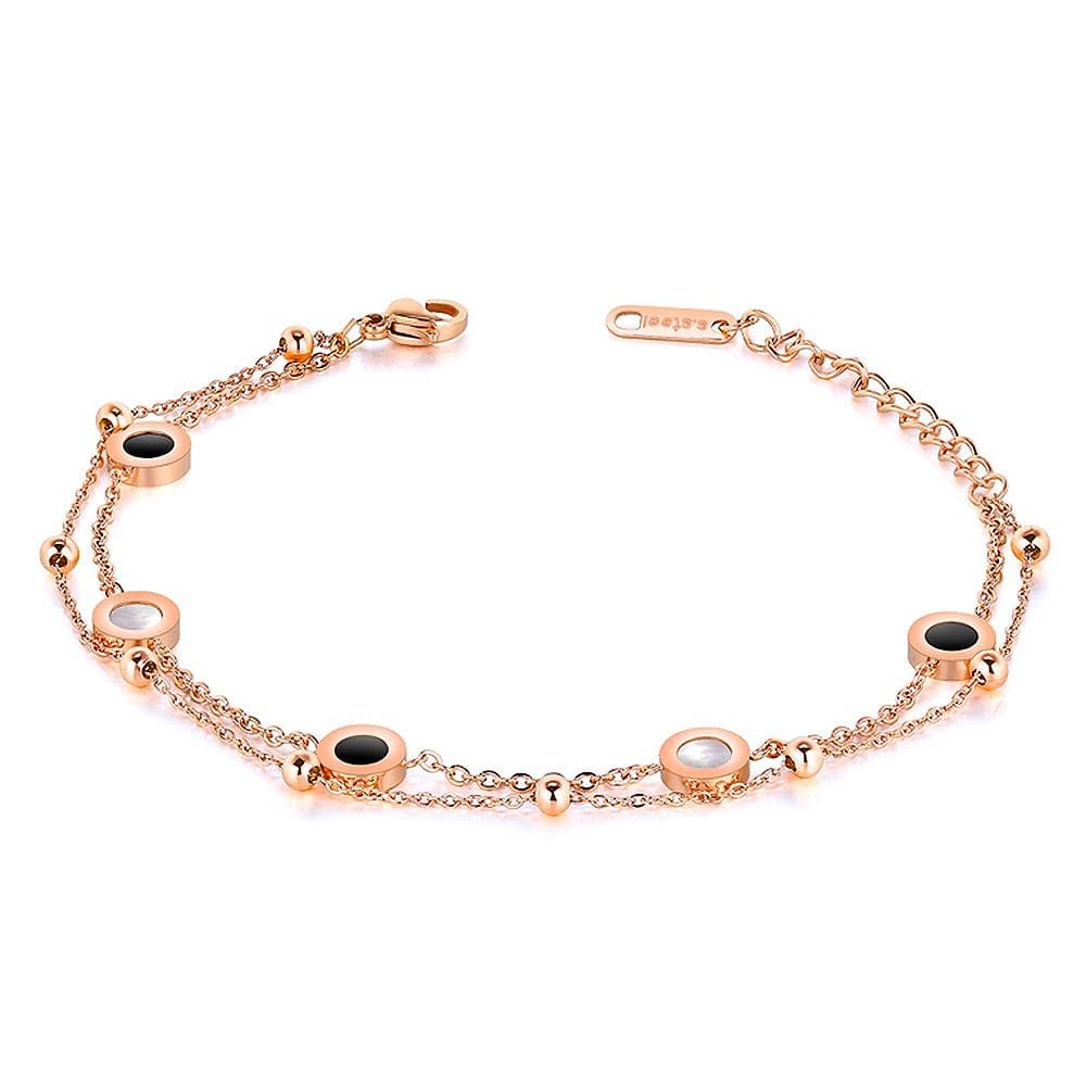 Inlaid Shell Charm Bracelet Rose Gold