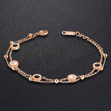 Inlaid Shell Charm Bracelet Rose Gold