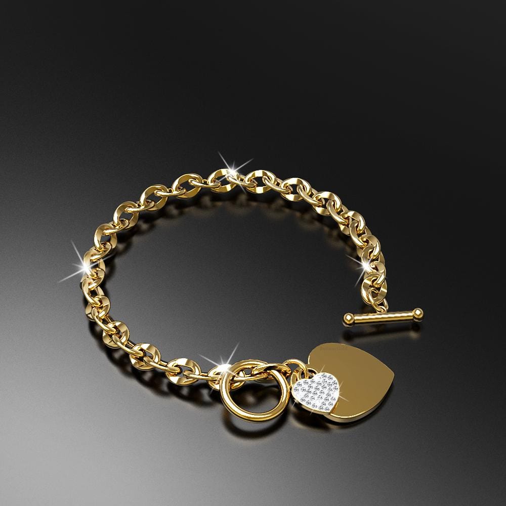 Diamond cut Belcher Chain T-lock Toggle Bracelet in Gold Layered Steel Jewellery