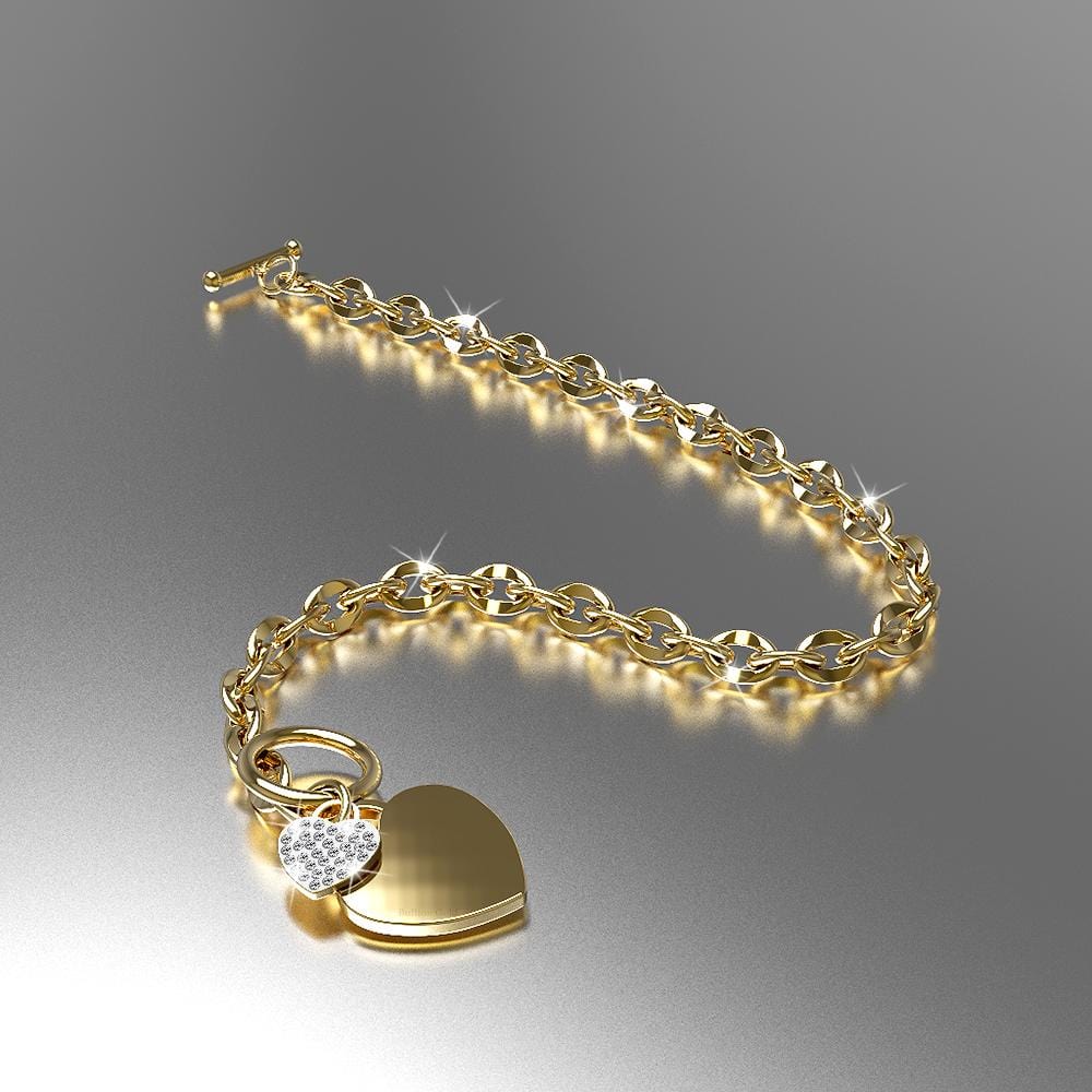Diamond cut Belcher Chain T-lock Toggle Bracelet in Gold Layered Steel Jewellery