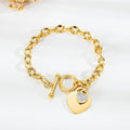 Diamond cut Belcher Chain T-lock Toggle Bracelet in Gold Layered Steel Jewellery